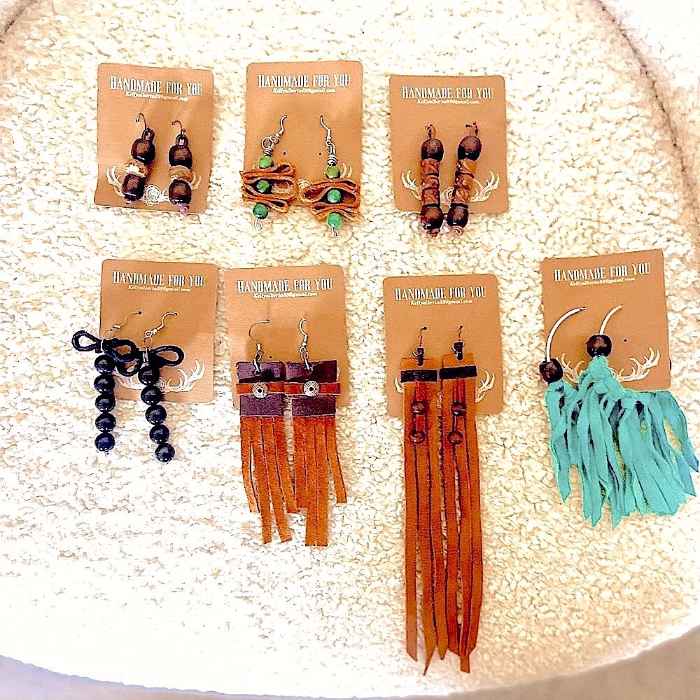 Earrings!!  Natural leather and beads.